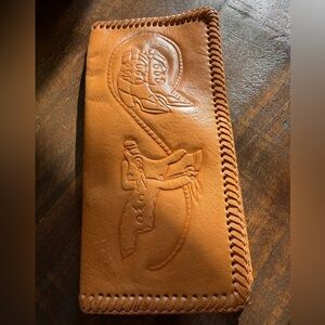 VTG Handmade VegTan CowGirl Embossed Horse Saddle & Boots Leather Wallet